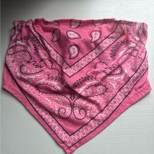 pink black and white bandana crop top, size small